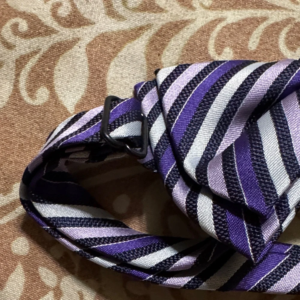 Junior Kids Purple Striped Bow Tie